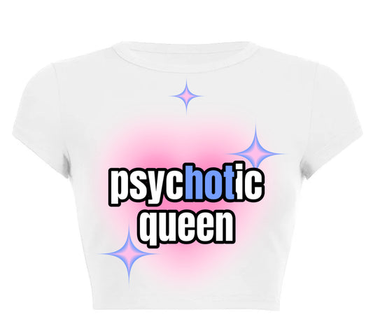 Crop top psychotic queen white